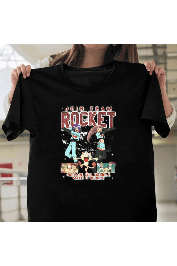 Team Rocket Vintage 90s Pokemon Villains Jessie James Meowth Anime Art V50391 Unisex T-Shirt, Size Up to 5XL