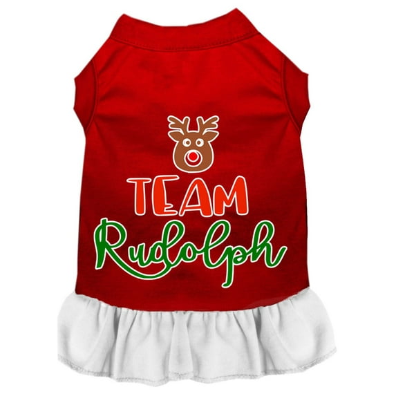 Christmas Pet Dog Cat Dress Screen Printed, "Team Rudolph"