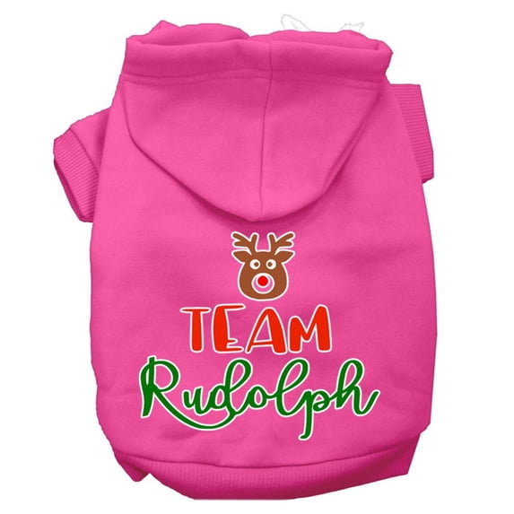 Christmas Pet Dog Cat Hoodie Screen Printed, "Team Rudolph"
