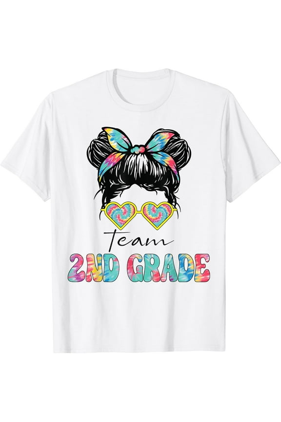Team Second 2nd Grade Girl Messy Bun Back To School Funny T-Shirt