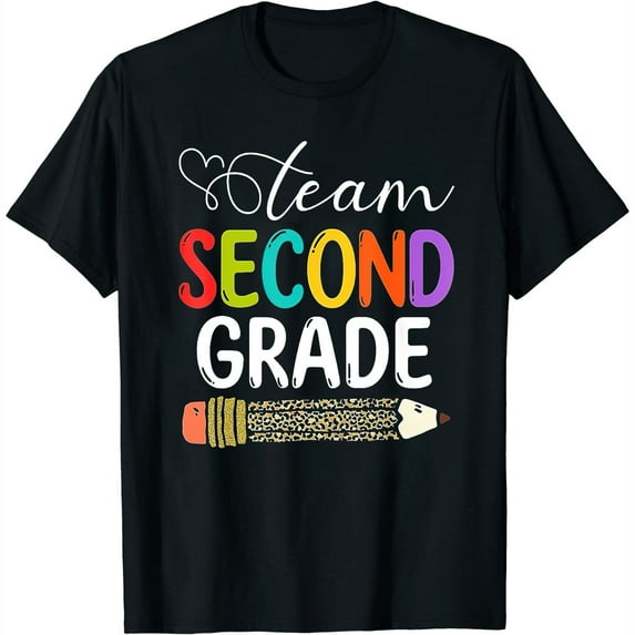 Team Second Grade Leopard Pencil 2Nd Grade Teacher Student T-Shirt