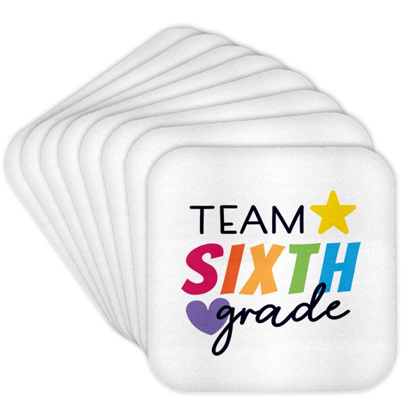 3drose, Team Sixth Grade, Set of 8 Coasters - Soft