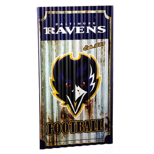 nfl baltimore ravens corrugated metal wall art, small, multicolored