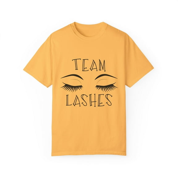 Team Staches Team Lashes Gender Reveal | Gender Reveal Ideas | Maternity | Maternity Clothes | Future Mom Unisex Garment-Dyed T-shirt