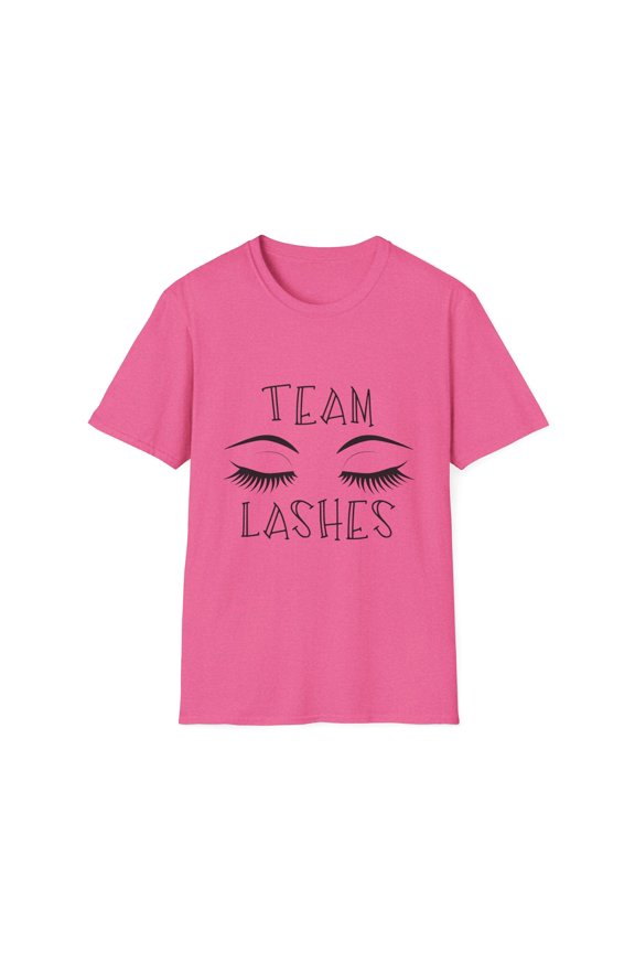 Team Staches Team Lashes Gender Reveal | Gender Reveal Ideas | Maternity | Maternity Clothes | Future Mom Unisex Softstyle T-Shirt
