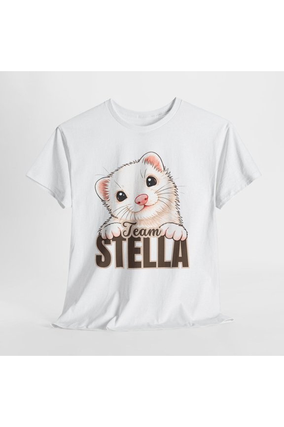 Team Stella Ferret TShirt Cute Fluffy Pet Graphic Tee Fun Animal Lover Apparel for Men and