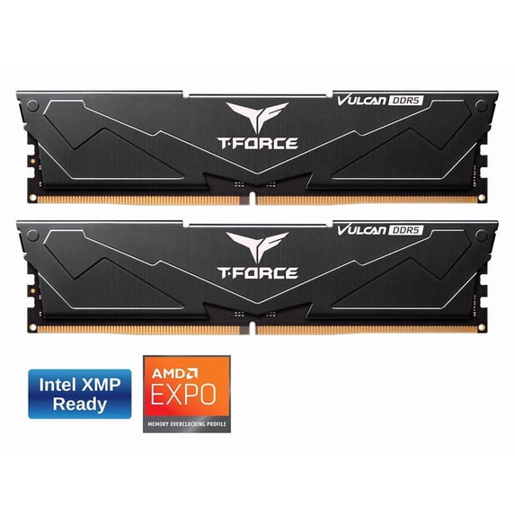 Team T-Force Vulcan 64GB (2 x 32GB) 288-Pin PC RAM DDR5 6000 (PC5 48000) Desktop Memory Model FLBD564G6000HC38GDC01