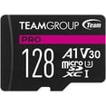 thumbnail image 1 of Team TPUSDX128GIV30A1P03 128GB Micro SDXC PRO A1 U3 V30 Card Speed Up to 100MBs Flash Memory, 1 of 3