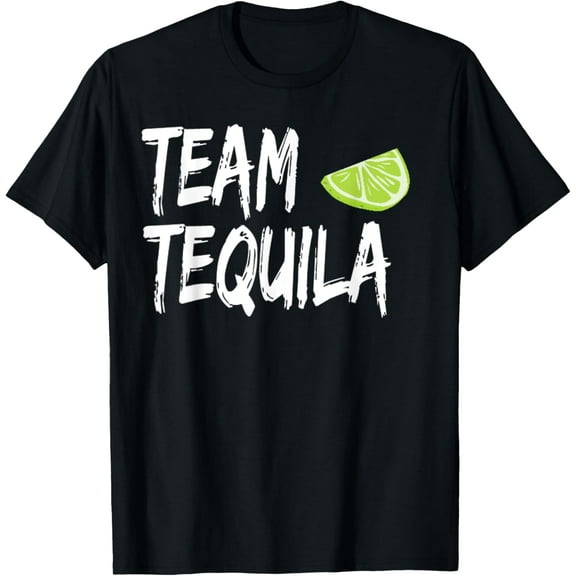 Team Tequila With Green Lime Design T-ShirtMen and women, Black T-shirt, size: Extra large