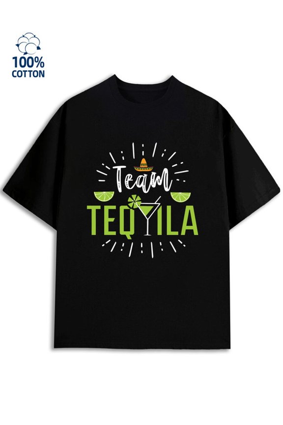 Team Tequila men funny humor 180G 100% Cotton black y2k wife Unique Design Unisex Shirt Short Sleeve tshirts Fashion Unisex Shirt Short Sleeve tshirts Fashion Unisex Shirt Crewneck tshirts