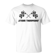Team Thompson Family Name Checkered Flag Racing TShirt