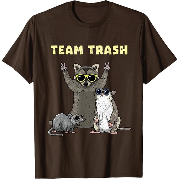 Team Trash Opossum Raccoon Rat Funny Animals Unisex T-Shirt for Men Women Kids Toddler,Dark Chocolate Color,Size 5XL