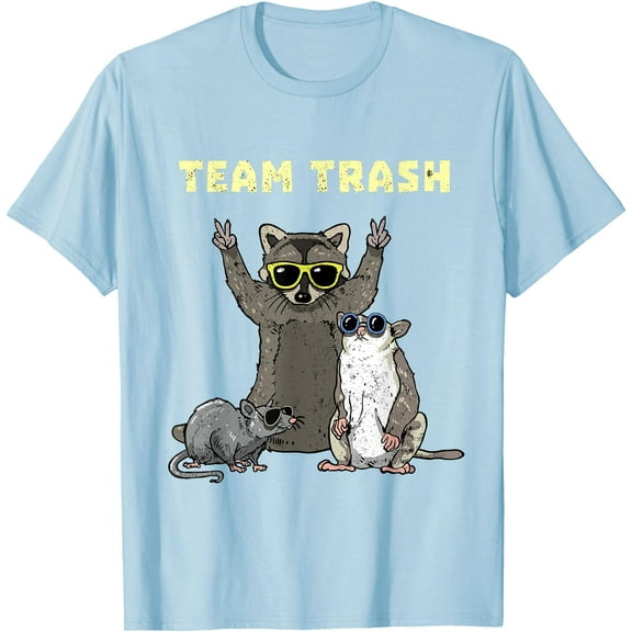 Team Trash Opossum Raccoon Rat Funny Animals Unisex T-Shirt for Men Women Kids Toddler,Light Blue Color,Size YXS