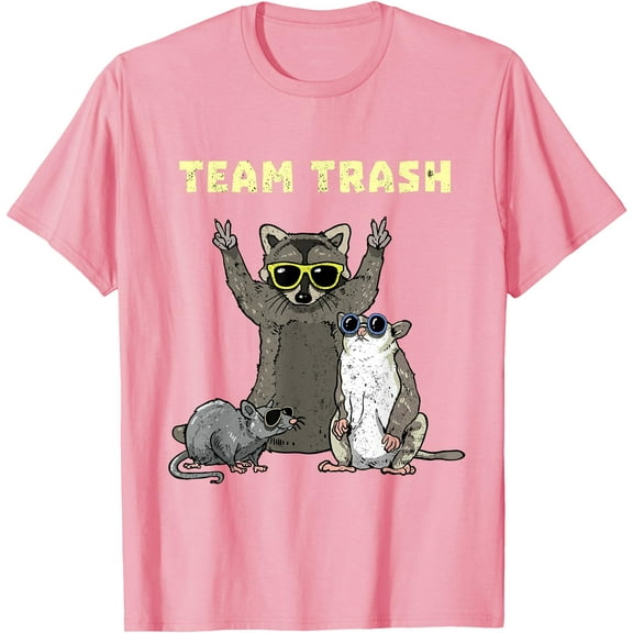 Team Trash Opossum Raccoon Rat Funny Animals Unisex T-Shirt for Men Women Kids Toddler,Light Pink Color,Size 4T