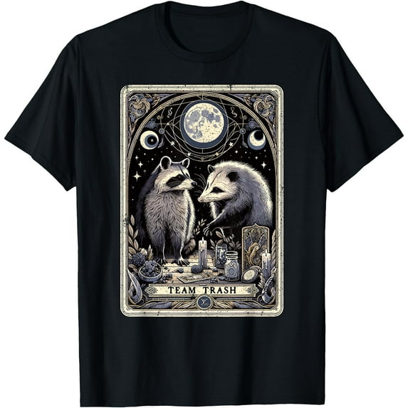Team Trash Tarot Card Opossum Witchcraft Goth Possum Racoon Unisex T-Shirt for Men Women Kids Toddler,Black Color,Size XL