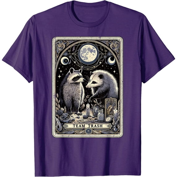 Team Trash Tarot Card Opossum Witchcraft Goth Possum Racoon Unisex T-Shirt for Men Women Kids Toddler,Purple Color,Size XL