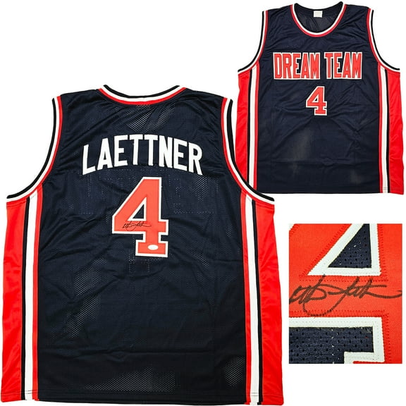Team USA Christian Laettner Autographed Blue Jersey JSA 215710