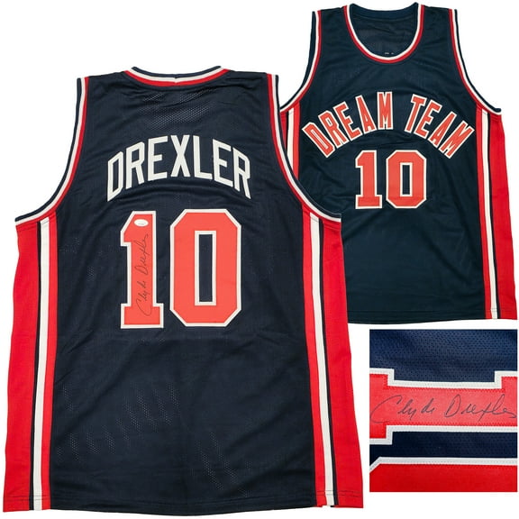 Team USA Clyde Drexler Autographed Blue Jersey JSA 228812