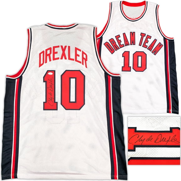 Team USA Clyde Drexler Autographed White Jersey JSA 228813