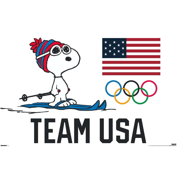 Team USA x Peanuts – Snoopy Cross-Country Skis Wall Poster, 14.725" x 22.375"