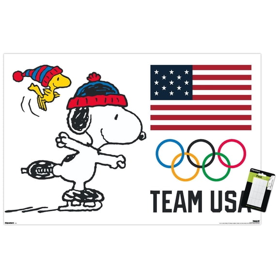 Team USA x Peanuts – Snoopy Olympic Figure Skating Wall Poster, 22.375" x 34"