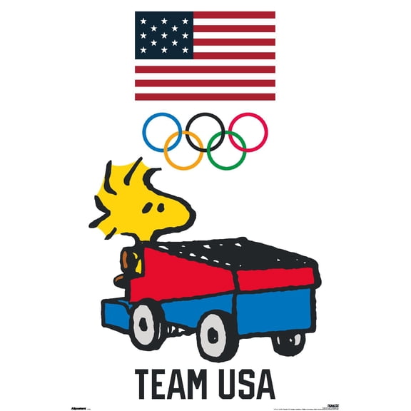 Team USA x Peanuts – Woodstock Drives the Zamboni Wall Poster, 14.725" x 22.375"