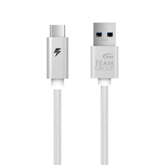 Team USB3.1 to USB Type-C Metallic Cable 100cm Silver (w/LED Charging Indicator)