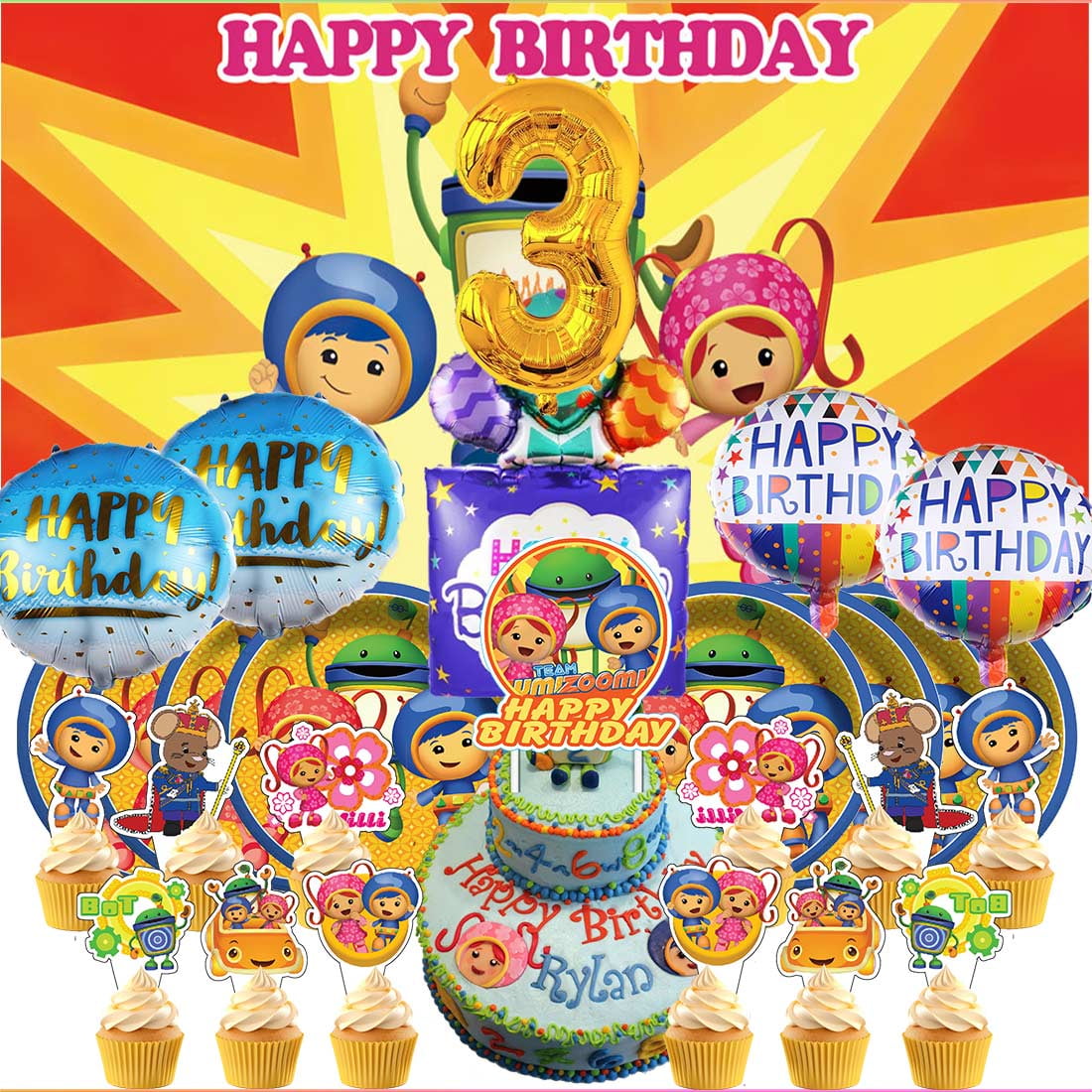 Team Umizoomi 3rd Tableware Balloons Cake Toppers Backdrop Banner ...
