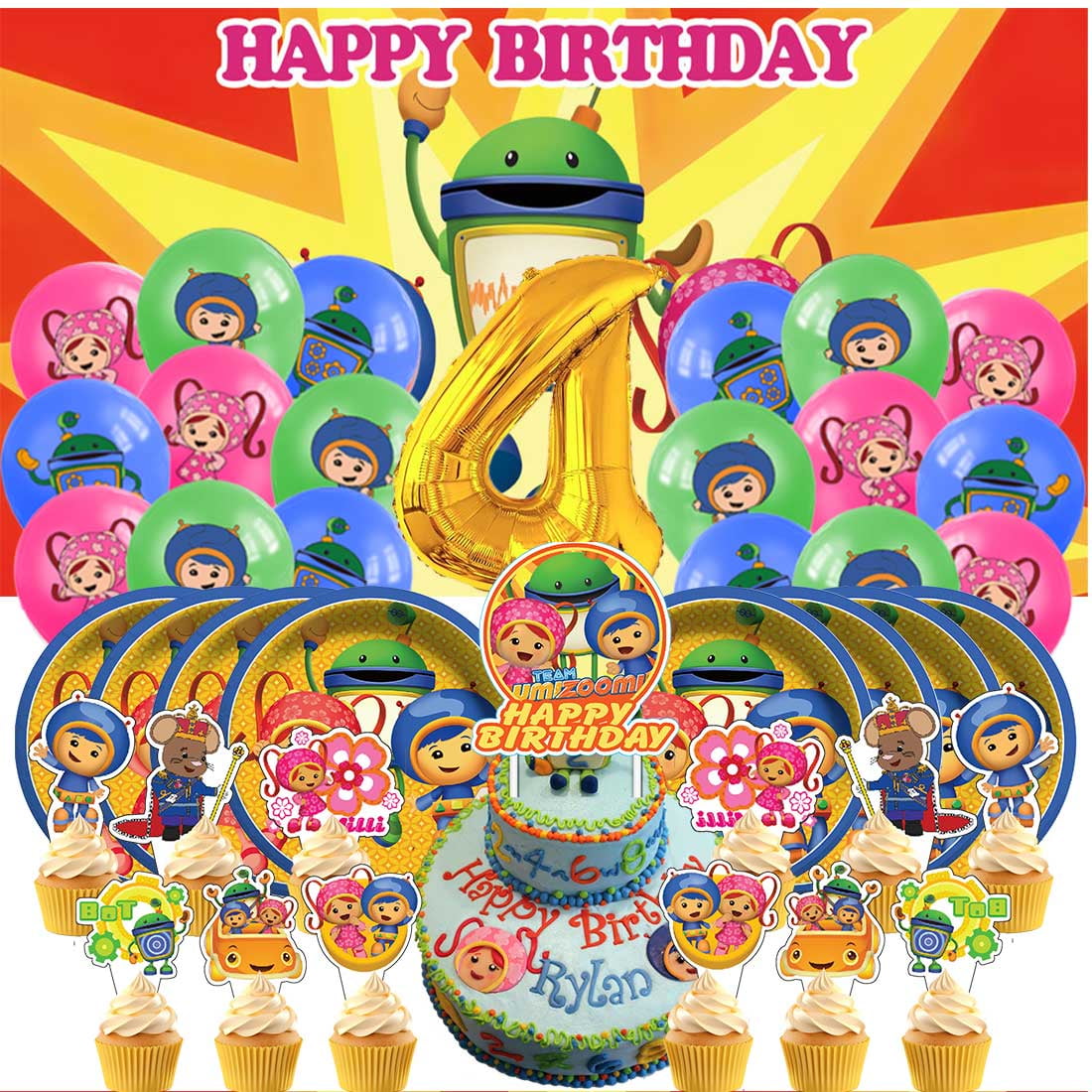 Team Umizoomi Balloons Party Supplies 4th Decor Tableware Birthday Cake ...
