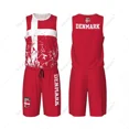 thumbnail image 1 of Team-Up Denmark flag grain men basketball jersey set shirt & pants sleeveless custom name nunber exclusive, 1 of 1