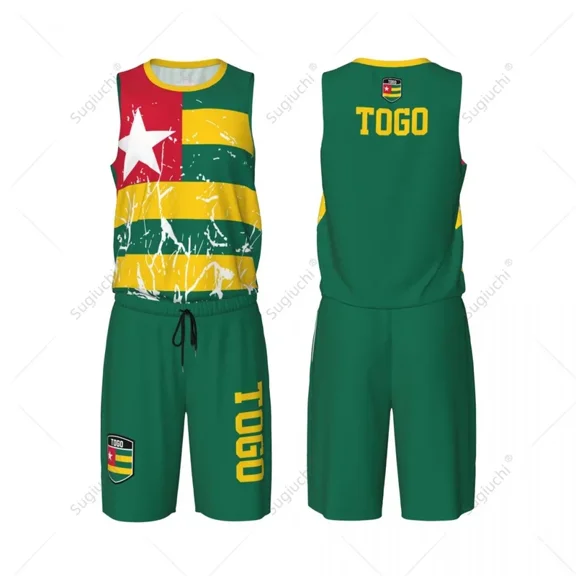 Team-Up Togo flag grain men basketball jersey set shirt & pants sleeveless custom name nunber exclusive