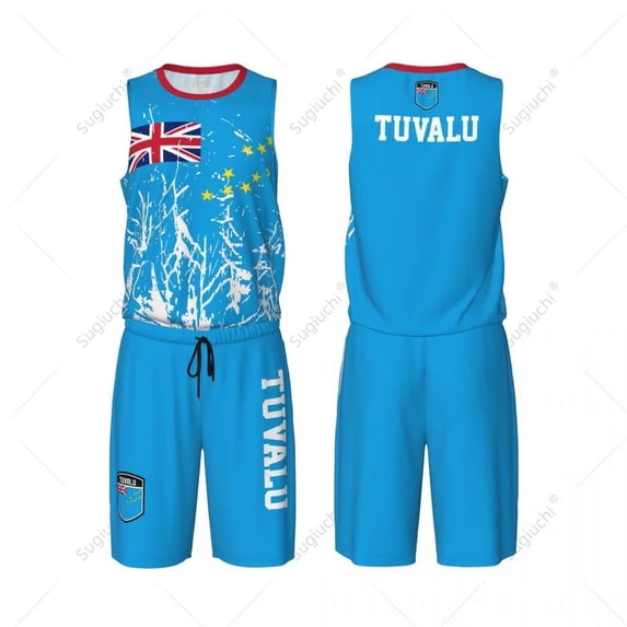 Team-Up Tuvalu flag grain men basketball jersey set shirt & pants sleeveless custom name nunber exclusive