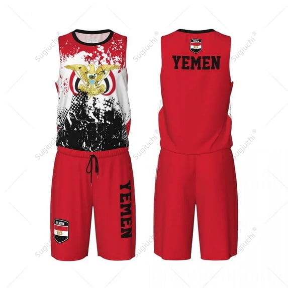Team-Up Yemen flag flag grain men basketball jersey set shirt & pants sleeveless custom name nunber exclusive