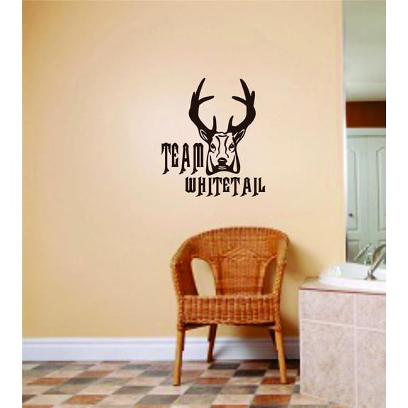 Team WhiteTail Animal Graphic Design Deer Buck Hunting / Hunters Sticker Mens Decor Peel & Stick Vinyl Wall Decal Decoration 14 X14 Inches