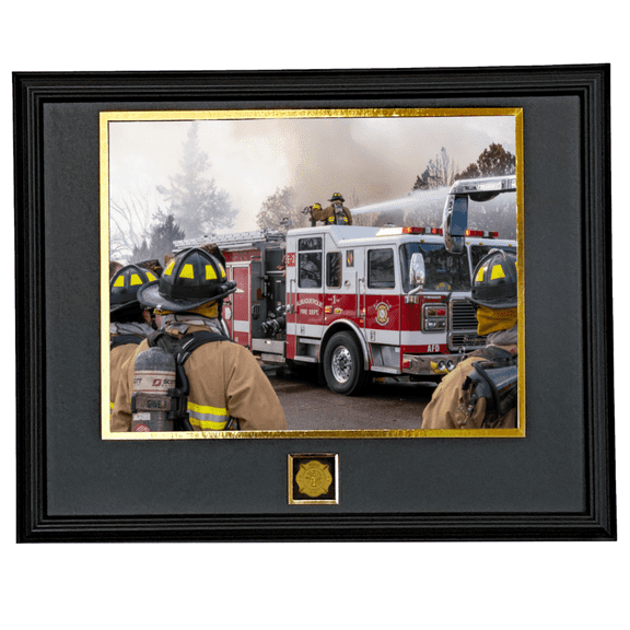 Team Work Firefighter Photo Frame, Contemporary Black 14 " x 18" for 11" x 14" Photo