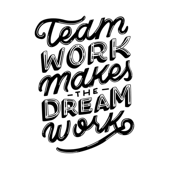 Team Work Makes The Dream Work Classroom Unity Quote Vinyl Wall Decal Wall Art Sticker Designs Vinyl Stickers For Home House Walls Rooms Windows Bedroom Decoration Size (28x28 inch)