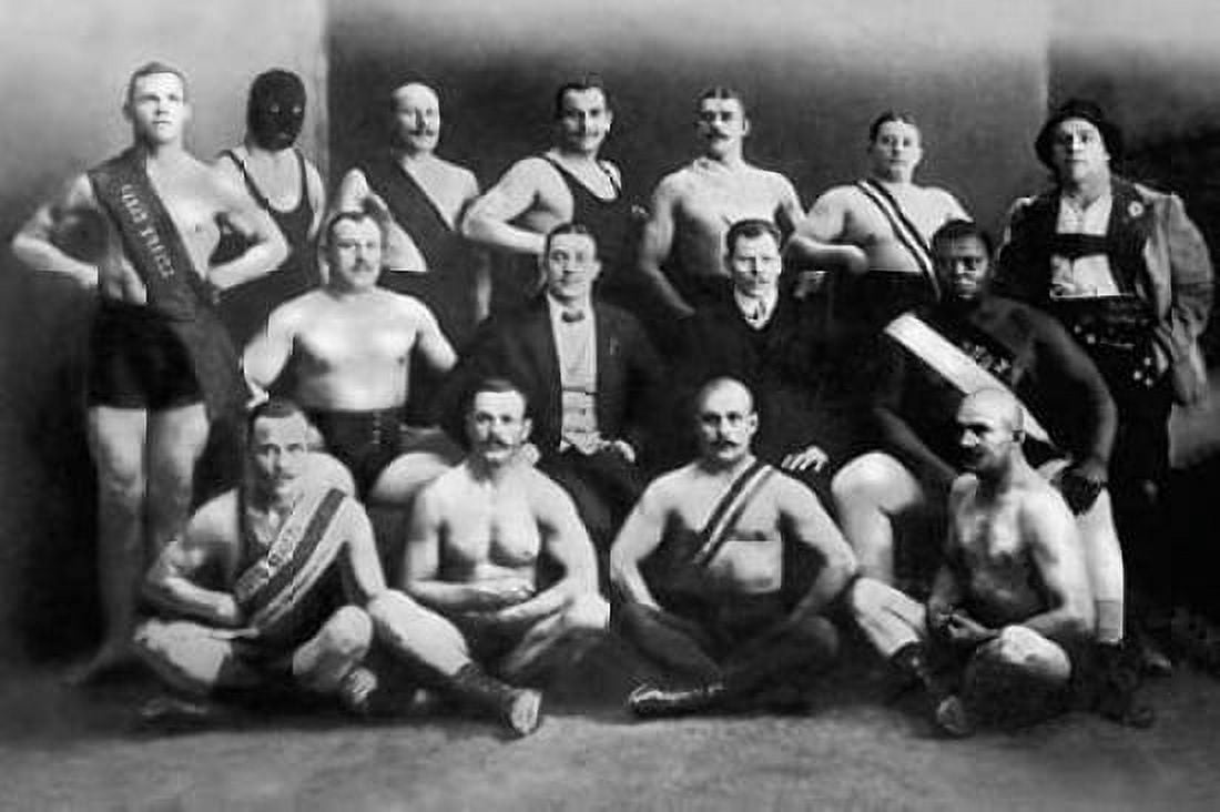 Team of Champion Russian Wrestlers Canvas Art - Vintage Wrestler (24 x 36)