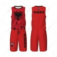 thumbnail image 1 of Team-up Albania Flag Grain Men Basketball Jersey Set Shirt & Pants Sleeveless Custom Name Nunber Exclusive, 1 of 1