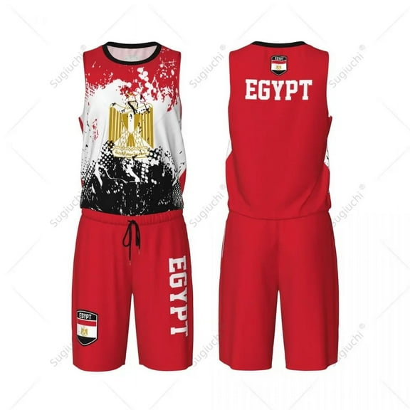 Team-up Egypt Flag Grain Men Basketball Jersey Set Shirt & Pants Sleeveless Custom Name Nunber Exclusive