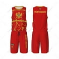 thumbnail image 1 of Team-up Montenegro Flag Grain Men Basketball Jersey Set Shirt & Pants Sleeveless Custom Name Nunber Exclusive, 1 of 1