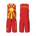 thumbnail image 1 of Team-up North Macedonia Flag Grain Men Basketball Jersey Set Shirt & Pants Sleeveless Custom Name Nunber Exclusive, 1 of 1