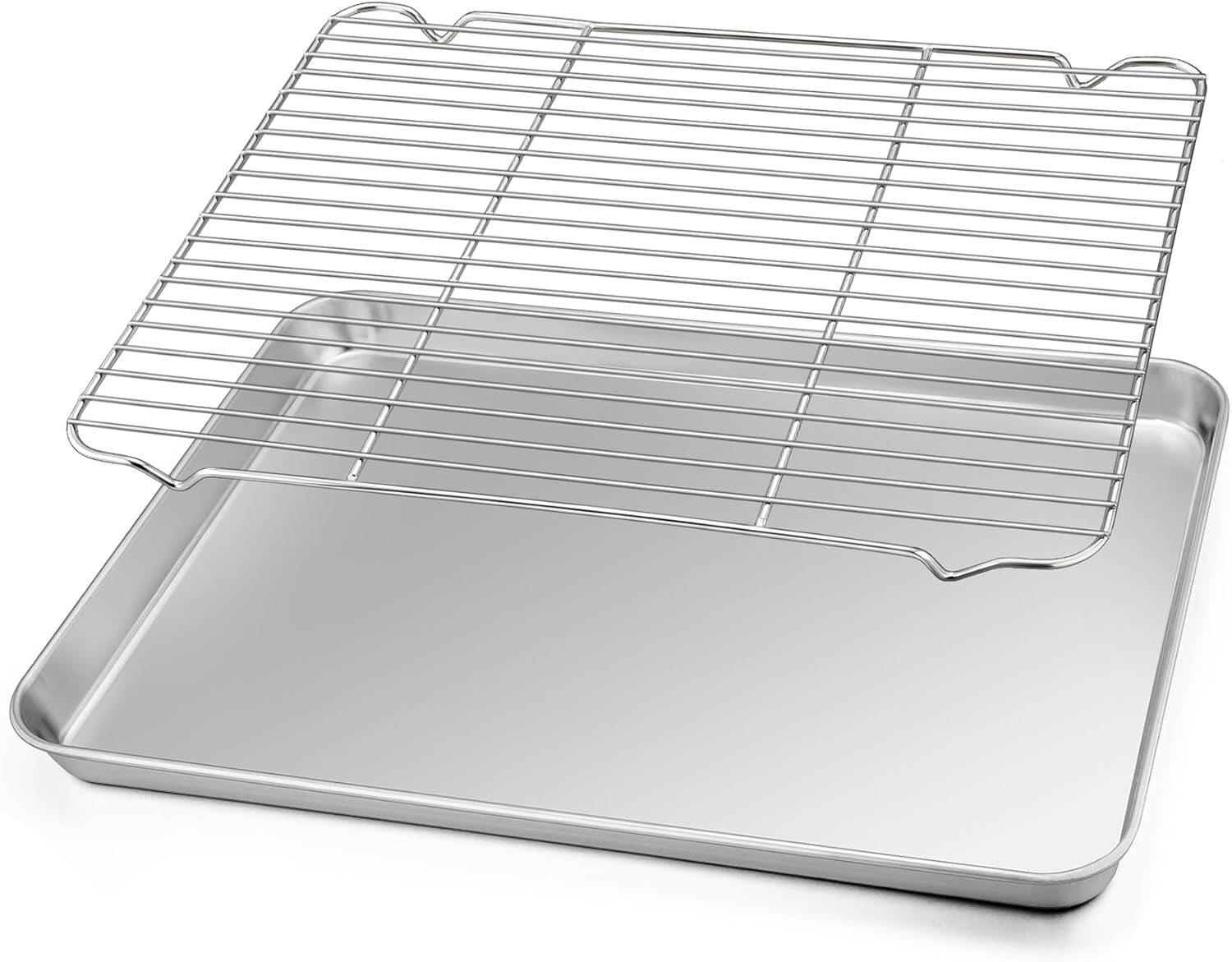 TeamFar Stainless Steel Baking Sheet With Cooling Rack Set - 17.6x13 Inch Cookie Pan, Non-Toxic, Dishwasher Safe