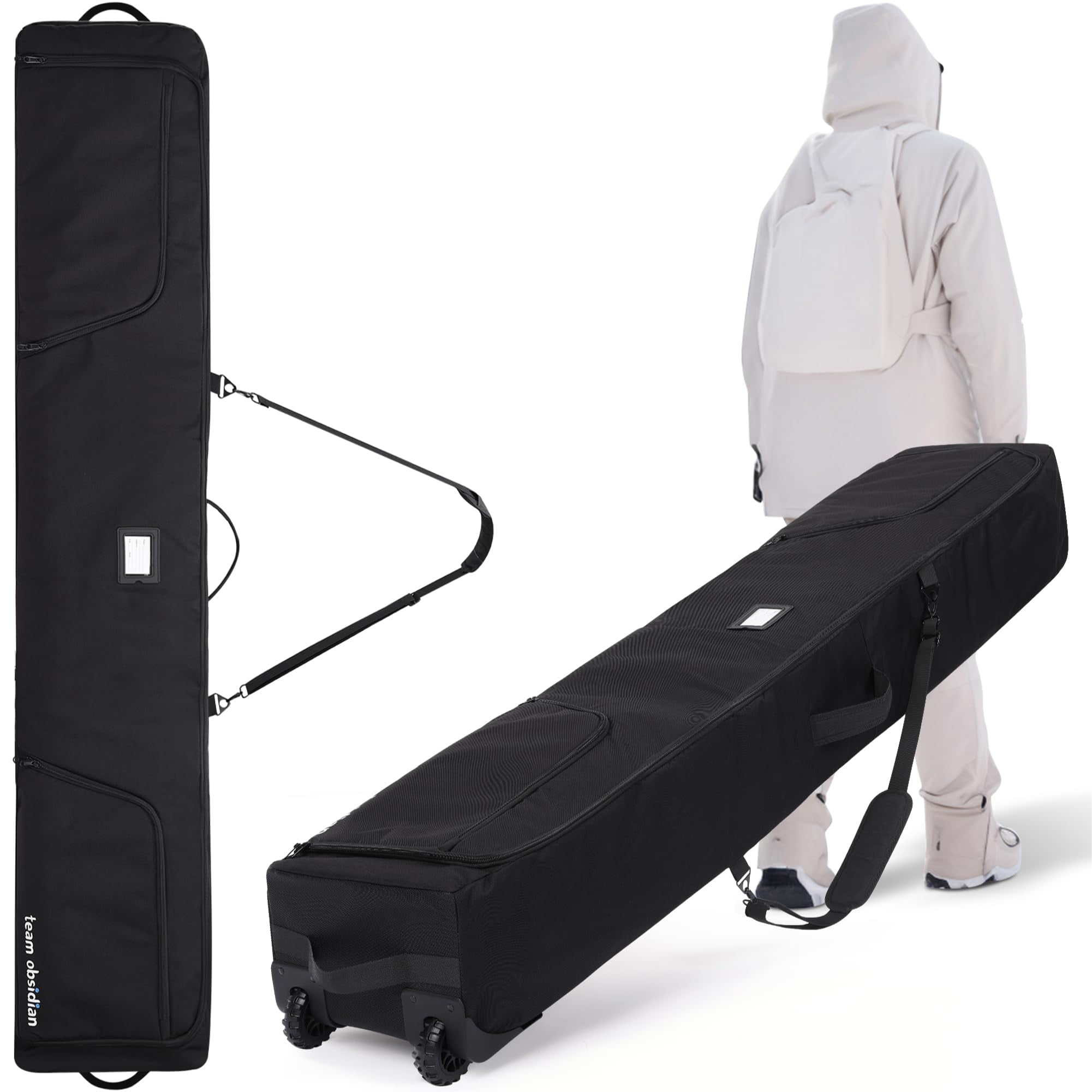 TeamObsidian Ski Bag Can Hold Double Skis Up to 175 cm (5 ft 7