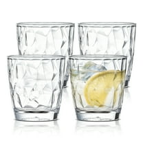 TeamSky 10oz Plastic Stackable Drinking Glasses Cup /Clear Unbreakable Drankware Acrylic Reusable Juice Wine Glasses, Transparent Set of 4