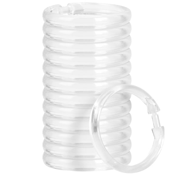 12 Pack Shower Curtain Rings Plastic Curtain O Rings Hook Glide Easily on Bathroom Shower Rod, Clear