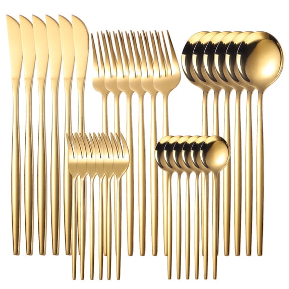 TeamSky Silverware Set 30 Pieces with Mirror Polished Stainless Steel Handles