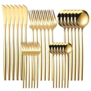 TeamSky Silverware Set 30 Pieces with Mirror Polished Stainless Steel Handles