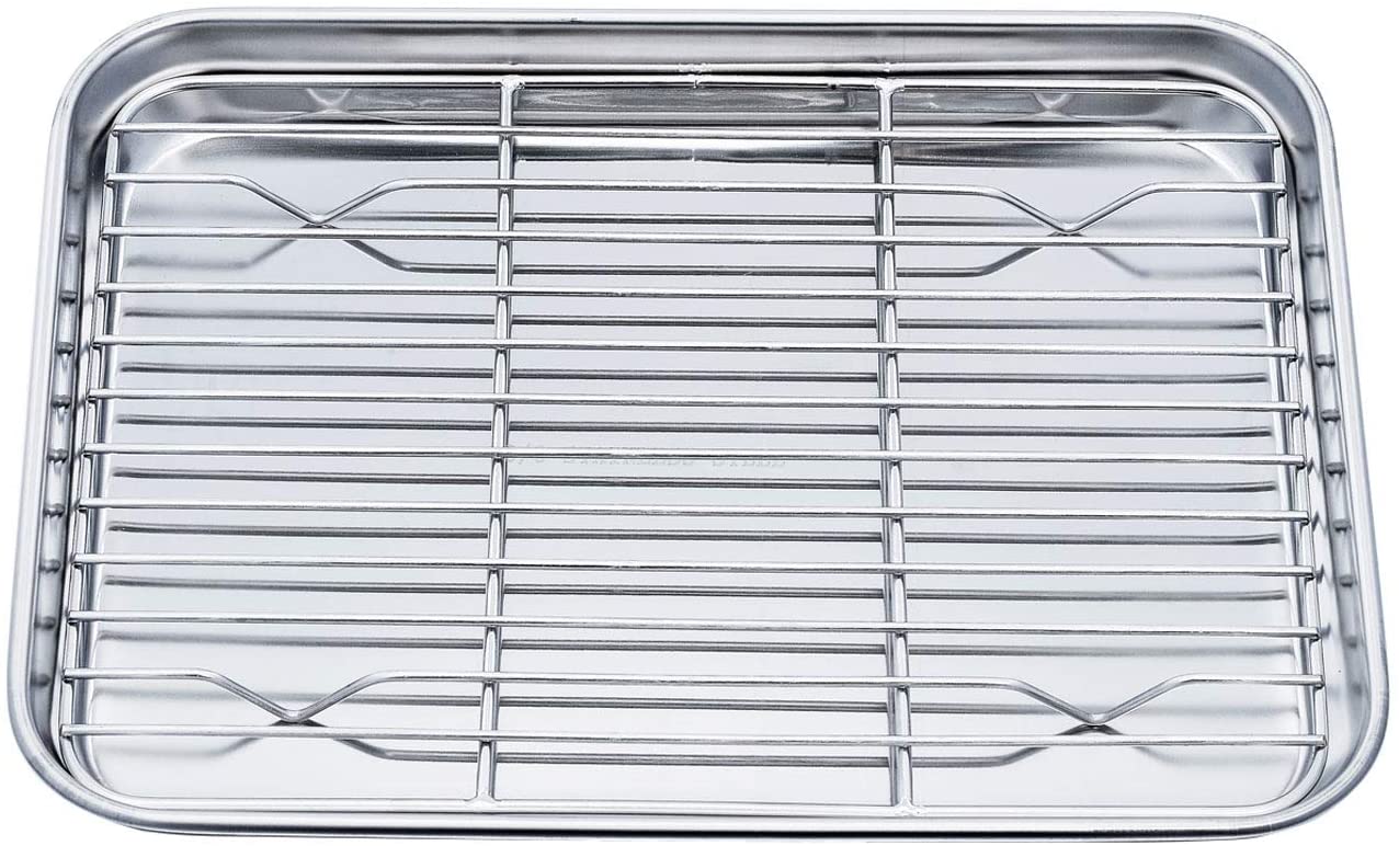 TeamFar Baking Sheet with Rack Set, Stainless Steel Baking Pan Tray Cookie  Sheet with Cooling Rack, Non Toxic & Healthy, Easy Clean & Dishwasher Safe