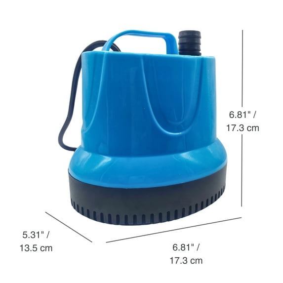Teamson Home 1191 GPH 100W Adjustable Submersible Water Pump with a 6 ft. Power Cord and 4 Different Nozzles for Fish Tank, Pond, Aquarium, Fountains, and Hydroponic Systems, Blue