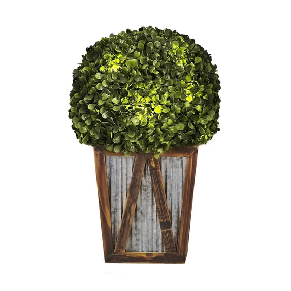 Teamson Home 18.27" Solar LED Pre-Lit Artificial Topiary Shrub